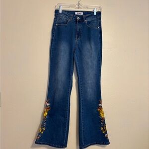 Telepatia Embroidered Flare Jeans Boho Floral Bootcut Women’s 28 29